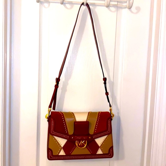 Michael Kors Bag Shoulder Crossbody Cognac Brown Leather & Suede - Picture 15 of 16